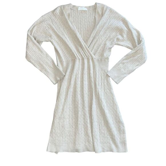 LUCKY BRAND Cream V-Neck Sweater Dress Size Large - Picture 1 of 8